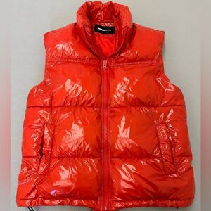 Fashion Nova Red Quilted Vest with Glossy Finish